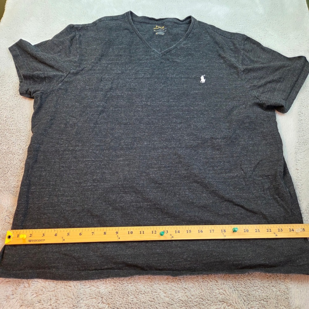 Polo Ralph Lauren T-Shirt Mens XXL V-Neck Short Sleeve Charcoal Gray Tee Cotton.